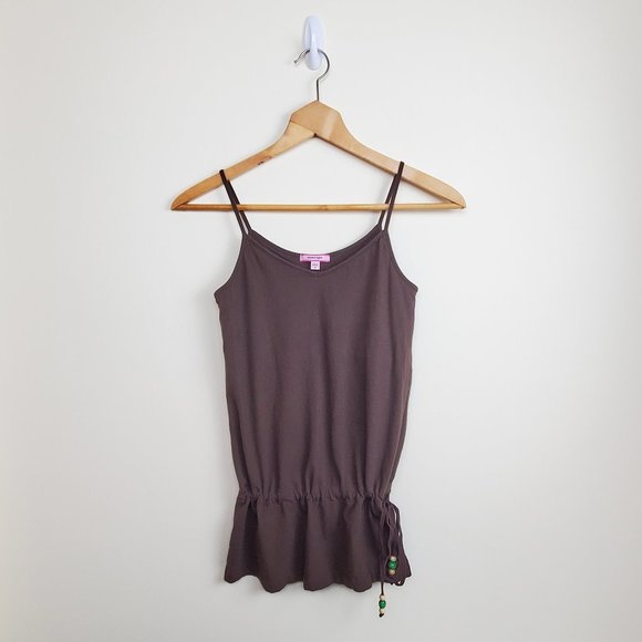 Energie Beaded Drawstring Waist Brown Tank Top Women's Small - Picture 1 of 12